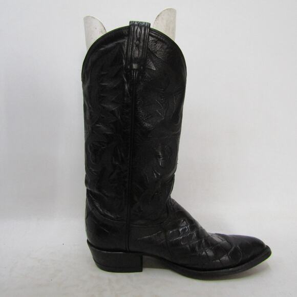 TONY LAMA Gold Label Mens Size 7 D Black Leather Alligator Belly Cowboy Boots main image 10